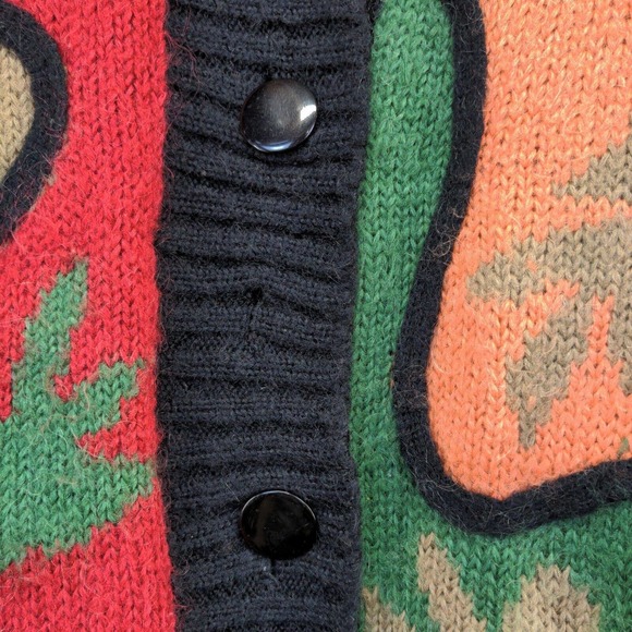 Cervelle Women's Acryclic Mohair Blend Cardigan Multi L Fall Leaf Pattern Knit - Picture 8 of 12